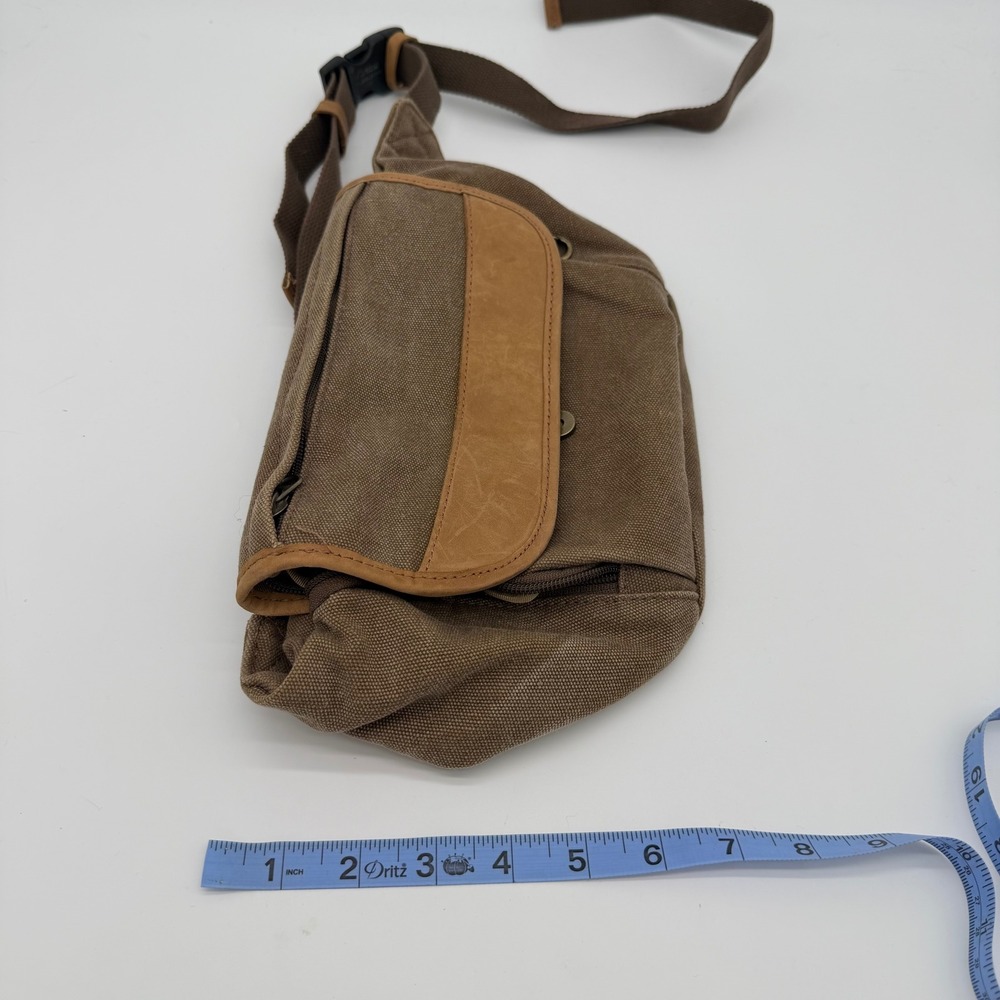 LL Bean Gorpcore Vintage Heavyweight Canvas Fanny Pack Waist Belt Bag Tan Brown - Picture 3 of 10